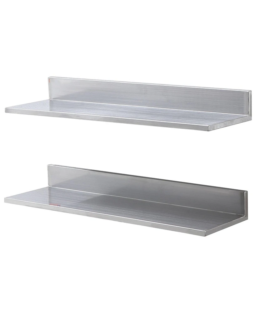 Slickblue 2 Pack Stainless Steel Wall Shelf with Backsplash 44 lbs Load for Kitchen Bar or Hotel