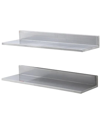 Slickblue 2 Pack Stainless Steel Wall Shelf with Backsplash 44 lbs Load for Kitchen Bar or Hotel