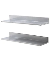 Slickblue 2 Pack Stainless Steel Wall Shelf with Backsplash 44 lbs Load for Kitchen Bar or Hotel
