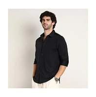 Campus Sutra Men's Onyx Black Everyday Solid Shirt