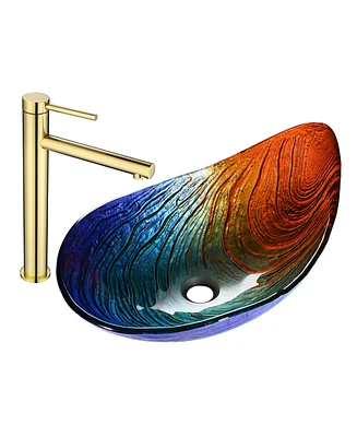 Aquaterior Bathroom Vessel Sink Tempered Glass WaterDrop Faucet Vanity Mixer Tap