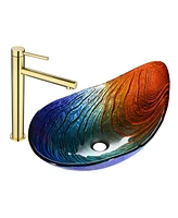 Aquaterior Bathroom Vessel Sink Tempered Glass WaterDrop Faucet Vanity Mixer Tap