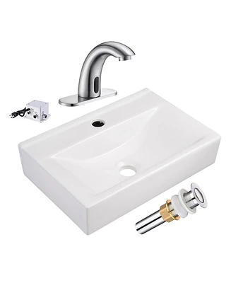 Aquaterior 5" Touchless Bathroom Faucet with Rectangle Vessel Sink Auto Sensor