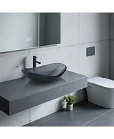 Aquaterior Bathroom Vessel Sink & Faucet Kit 8" Vanity Mixer Tap Tempered Glass