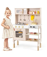 Play Kitchen Height Adjustable with Microwave and Lights and Sounds For Kids