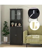 Slickblue Bathroom Storage Cabinet with Frost Glass Doors and Shelves