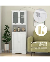Slickblue Bathroom Storage Cabinet with Frost Glass Doors and Shelves