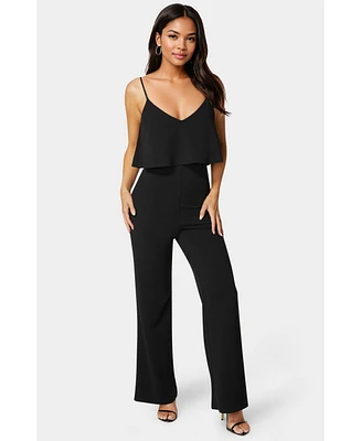 Bebe Women's Ruffle Wide Leg Jumpsuit