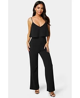 Bebe Women's Ruffle Wide Leg Jumpsuit