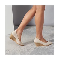 Roses Canvas V Cut Espadrille Wedges