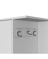 Tok 71.3" H Broom Storage Closet with One Door, Four Shelves and Broom and Mop Holder,White