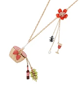 Betsey Johnson Faux Stone Backyard Picnic Basket Pendant Necklace