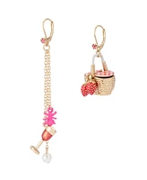 Betsey Johnson Faux Stone Backyard Picnic Basket Mismatch Earrings