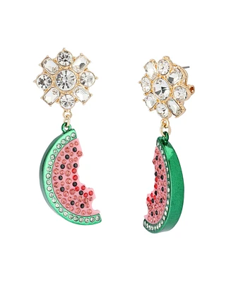 Betsey Johnson Faux Stone Backyard Watermelon Drop Earrings