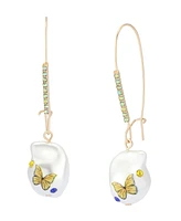 Betsey Johnson Faux Stone Backyard Butterfly Dangle Drop Earrings