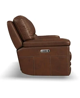 Flexsteel David 85" Pecan Leather Power Reclining Sofa