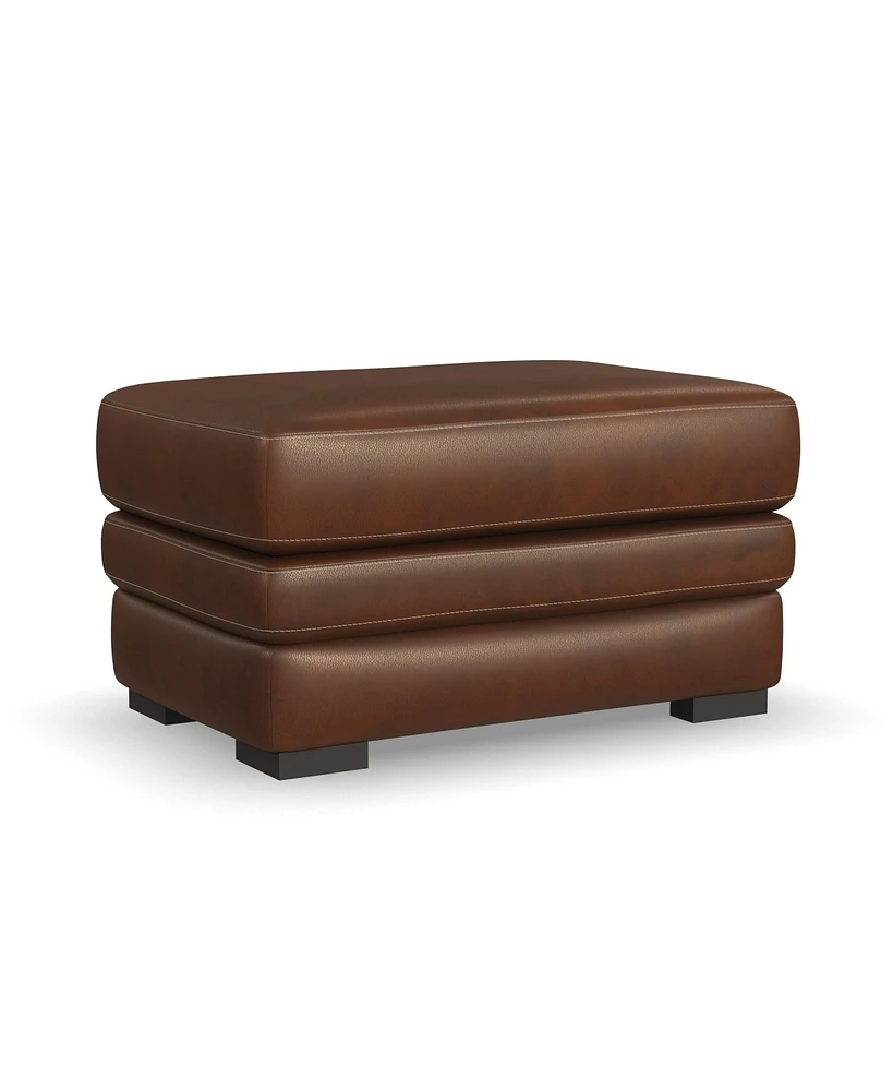 Flexsteel David 36" Pecan Leather Ottoman