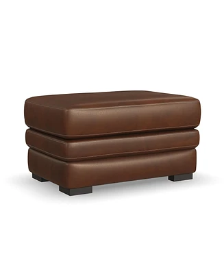 Flexsteel David 36" Pecan Leather Ottoman
