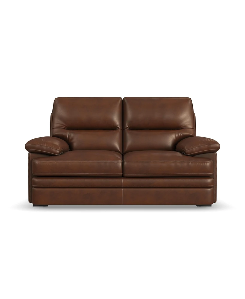 Flexsteel David 70" Pecan Leather Loveseat