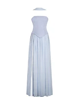 Miss Circle Women's Qianna Baby Blue Peplum Top Drop Waist Chiffon Gown