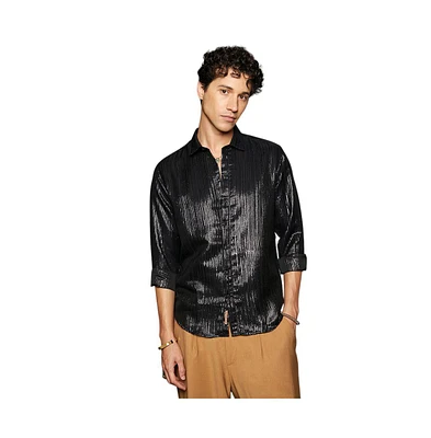 Campus Sutra Men's Metallic Black Blushed Shirt