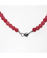 Bearfruit Jewelry Sterling Silver Aeri Sunset Pink Quartz with Heart Clasp Necklace