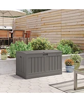 Suncast 50 Gallon Plastic Deck Box with Molded Lockable Feature for Home, Gray