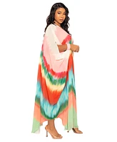 Buxom Couture Plus Size Ombre Stripe Robe with Wrist Band
