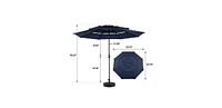 Outdoor Aluminium 10ft 3 Tier Auto-tilt Patio Umbrella