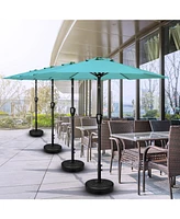 Flynama One 7.5ft Patio Outdoor Table Market Yard Umbrella with Push Button Tilt/Crank, 6 Sturdy Ribs for Garden, Deck, Backyard, Pool, Turquoise