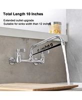 Greenspring 2-Handle Wall Mount Kitchen Faucet With Inch Swivel Spout 8" Center In Polished Chrome