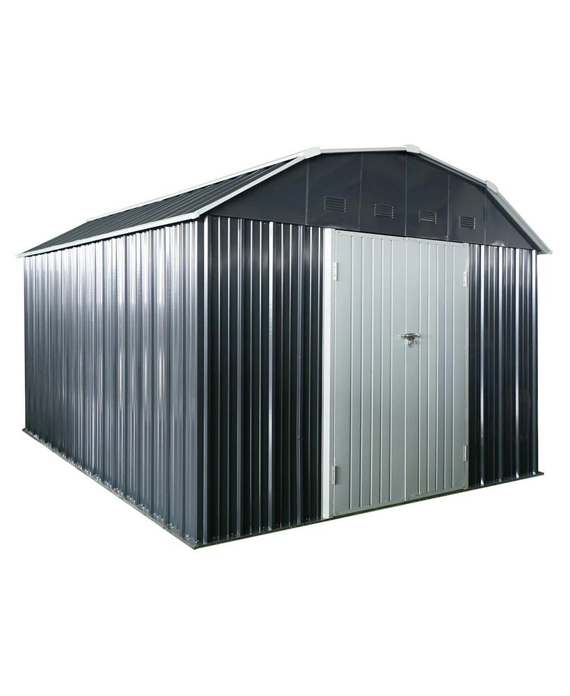 Mondawe 10 ft x 12 ft Steel Outdoor Storage Shed with Arch Roof with Lockable Doors