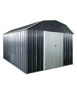 Mondawe 10 ft x 12 ft Steel Outdoor Storage Shed with Arch Roof with Lockable Doors