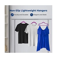 SereneLife 10 Pcs. Velvet Hangers - Non-Slip, Sturdy, and Heavy Duty Coat Set with 360° Swivel Hook for Clothes (Purple)