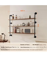Slickblue Industrial Pipe Wall-Mounted Shelf 3 Tier Storage Rack for Kitchen and Bedroom
