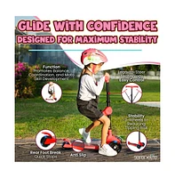 3-Wheel Foldable Kids Scooter - Child Toy Scooter with Built-in Led Wheel Lights, Foldable Seat, and Easy Maneuvering Lean-to-Steer Technology (Red)