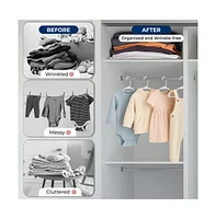 60 Pcs. Non-Slip Plastic Kids Hangers - Durable and Space-Saving Closet Organizers for Infants, Toddlers, and Kids' Clothing (White)
