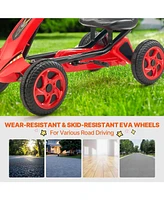 Kids Go Kart Pedal Ride On Toy Ages 3-8 with Adjustable Seat and 4 Wheels