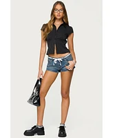 Edikted Women's Olesia Tie Belt Denim Shorts