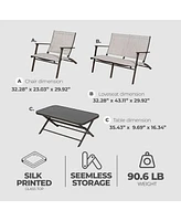 Four Seasons Courtyard Novara 4 Piece Steel Folding Outdoor Conversation Set