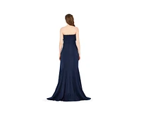 Amri 3D Pleated Drape Strapless Gown