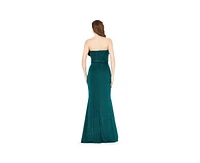 Amri Women's Shimmer Jersey Ruched Strapless Gown