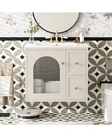 Casainc 24" Wall-Mounted Vanity with Sink, 2 Drawers and 1 Soft-Close Door