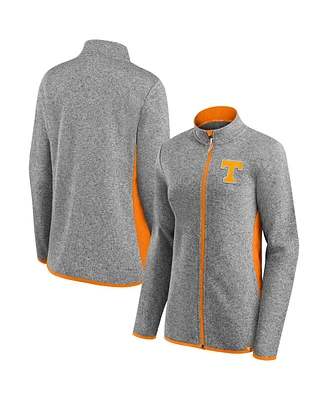 Fanatics Women's Heather Gray Tennessee Volunteers Block Party Fleece Full-Zip Sweater