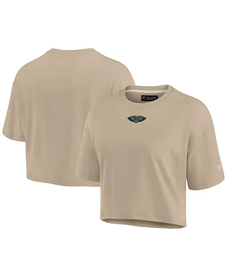 Fanatics Women's Khaki New Orleans Pelicans Elements Super Soft Boxy Cropped T-Shirt