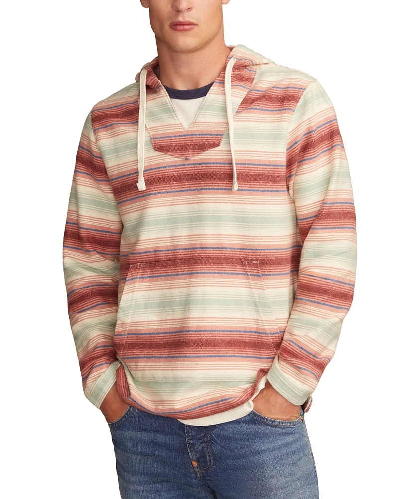 Lucky Brand Men's Ombre Woven Baja Striped Pullover Hoodie