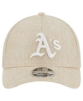 New Era Men's Beige Athletics Cotton Weave M-Crown A-Frame 9FORTY Adjustable Hat
