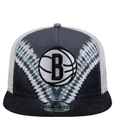 New Era Men's Black/Gray Brooklyn Nets Throwback Dye Golfer Snapback Hat