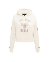 Pro Standard Women's Cream Chicago Bulls 2024/25 City Edition Chenille Applique Cropped Pullover Hoodie