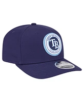 New Era Men's Navy Tampa Bay Rays Circle Patch 9SEVENTY Stretch-Snap Hat